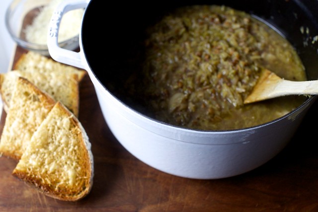 cozy cabbage and farro soup