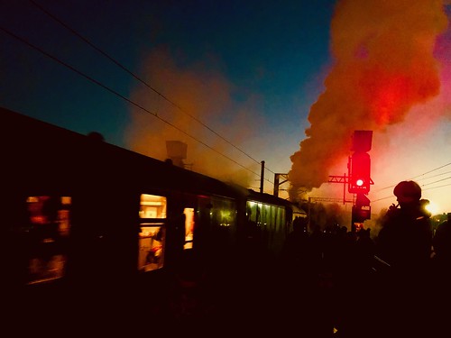 comingaroundagain red steam smoke signal a4 60009 unionofsouthafrica watching piggyback sunset departure