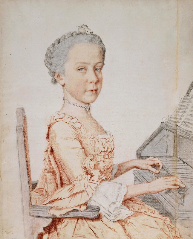 Jean-Etienne Liotard - Portrait de Maria Josepha, archiduchesse d'Autriche, au clavecin (1751-1767)