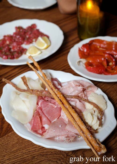 Cured meats and raw tuna at Alberto's Lounge in Surry Hills