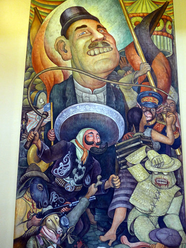 Murals by Rivera on an upper floor in the Palacio de Bellas Artes, Mexico City