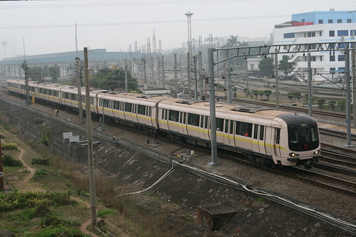 Guangzhou Metro A3 series(Line 1) near Kengkou.Sta, Guangzhou, Guangdong, China /Jan 4 ,2019
