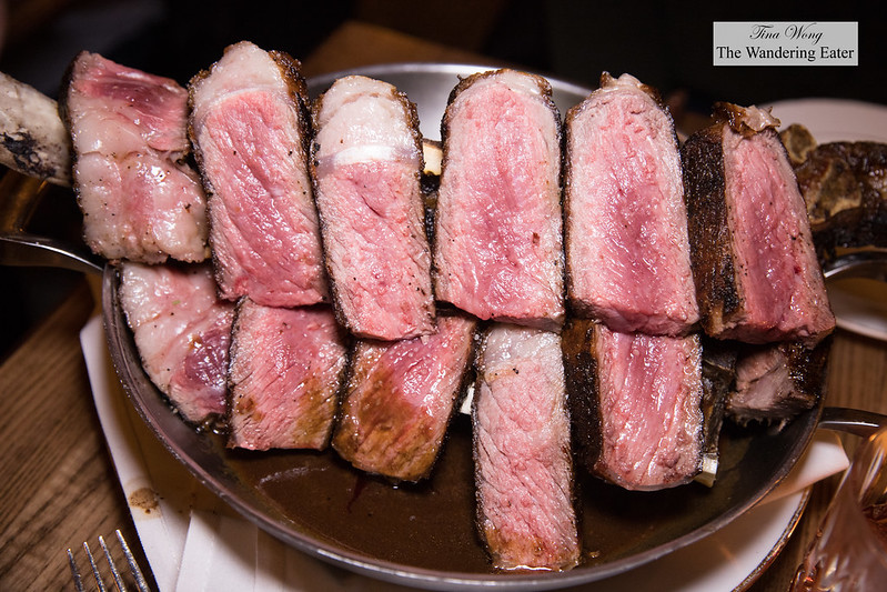 Côte de bœuf pour deux - 50-ounce Tomahawk rib eye steak, roasted bone marrow and bordelaise sauce