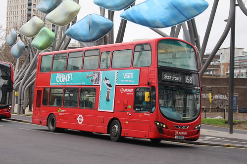 Arriva London DW493 on Route 158, Stratford