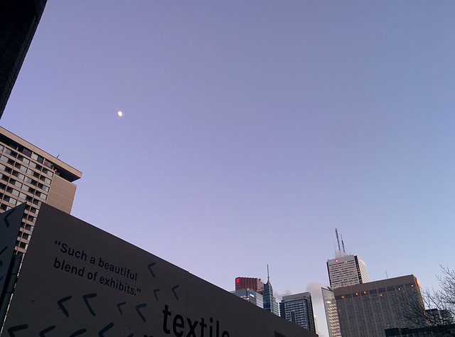 Moon over the downtown #toronto #evening #moon #skyline #financialdistrict
