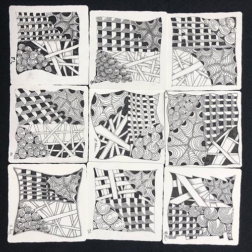 “Introduction to Zentangle” class tiles