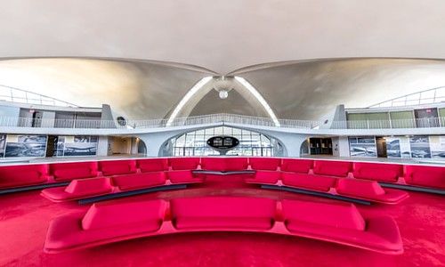 Lounge area at the TWA Hotel complex.