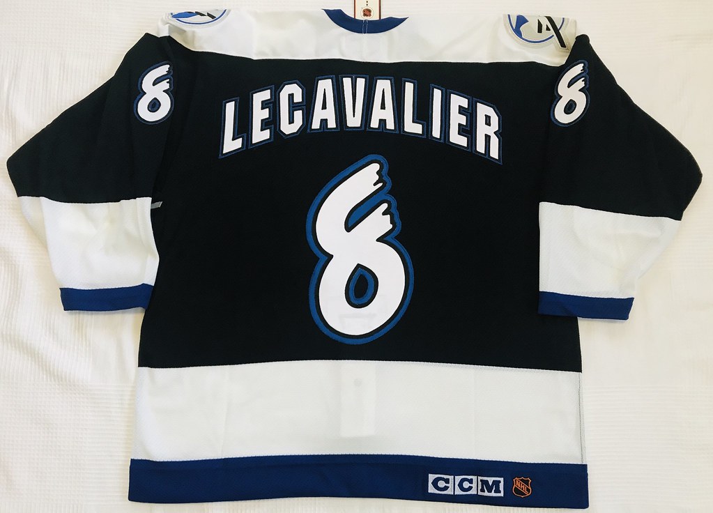 1997-98 Vincent Lecavalier Tampa Bay Lightning Home Rookie Jersey Back