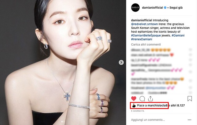 DAMIANI su Instagram   Introducing  redvelvet smtown Irene  the gracious South Korean singer  actress and television host epitomizes the iconic beauty of…