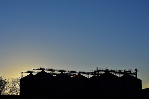 sunrise silhouette silo bluesky sky industry industrial witham essex nikon d7200 50mm bluehour bairdsmalt coldmorning wintermorning morning sunup daybreak