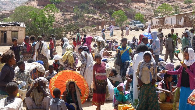People at a market in Ethiopia