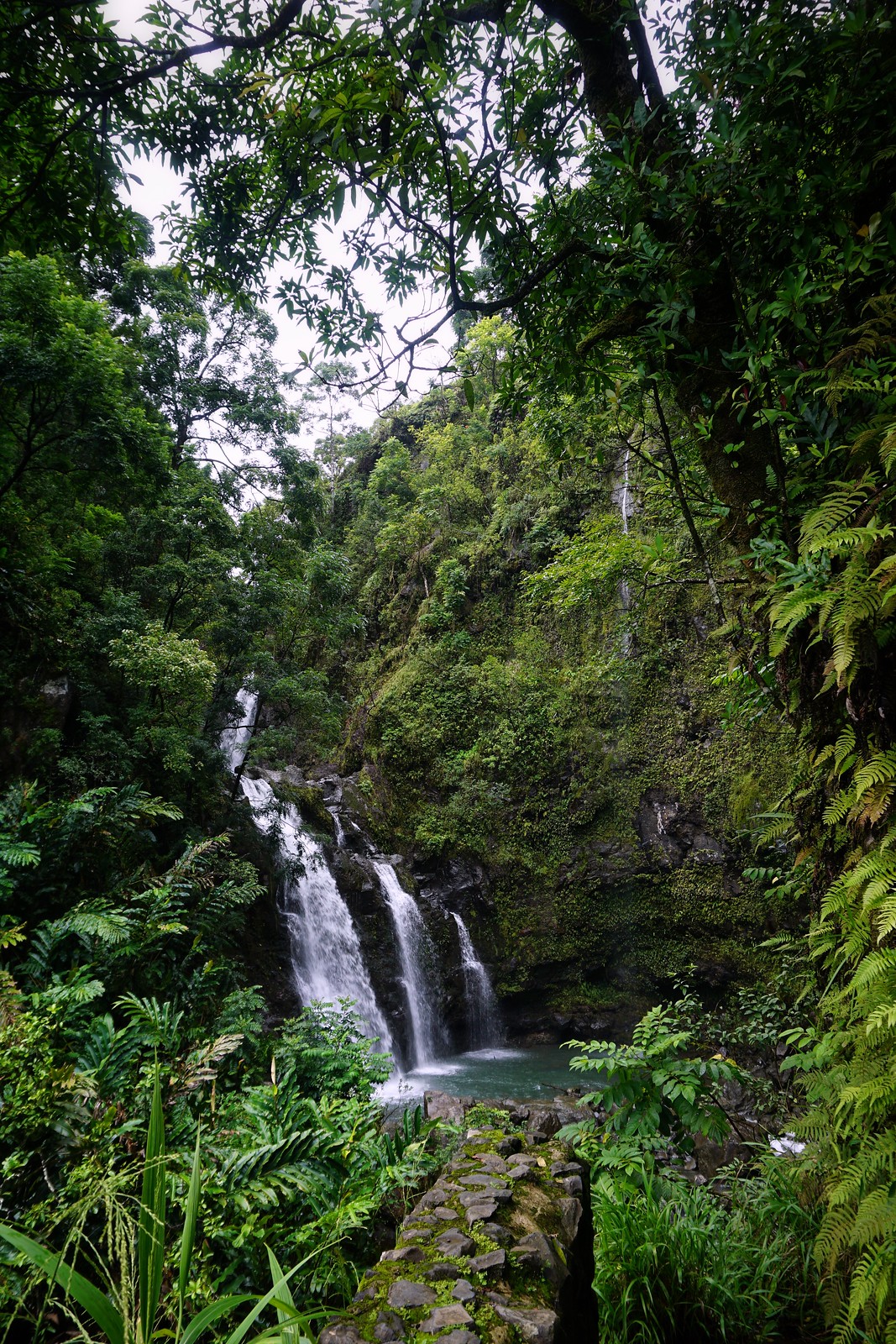 Upper Waikani Falls Three Bears Waterfalls Road to Hana Maui Hawaii