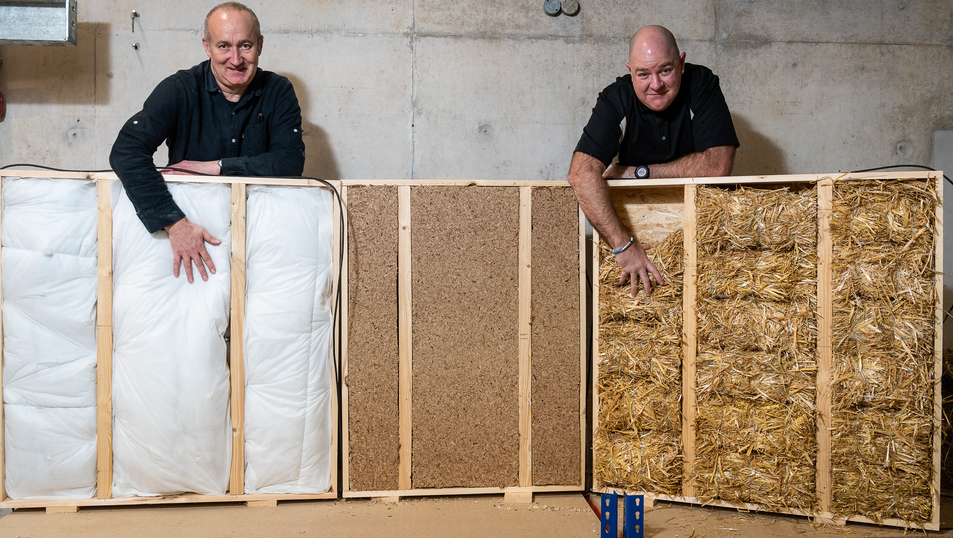 Professor Pete Walker (left) and Dr Shawn Platt 9right) from the University are Bath are testing a number of waste materials to assess their thermal performance as potential materials for insulating buildings.