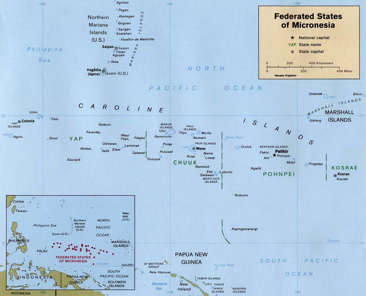 Map of the Federated States of Micronesia
