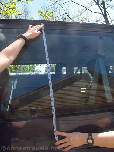 Measuring the height of the side window of a Ford E150 van for bug screens