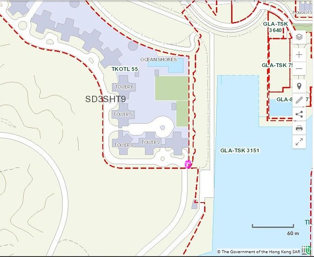 Lot boundaries around gate area - with gate marked in pink