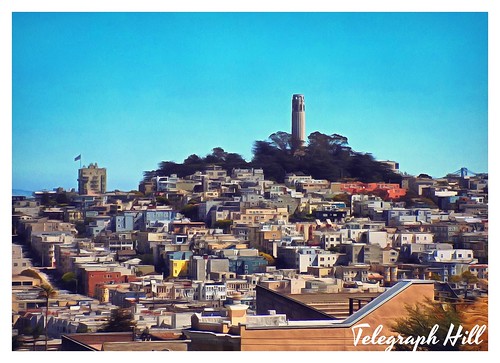 california sanfrancisco telegraphhill panorama view digitalpainting skyline