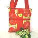Julia Quilted Cross-Body Purse  $65  Coral poppies on lime green, adjustable strap.  Click here for more info