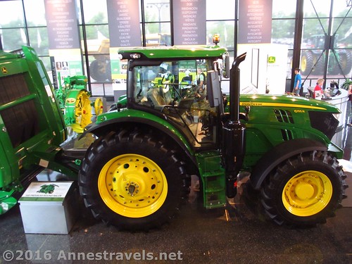 One of the tractors you can climb into at the John Deere Pavilion in Moline, Illinois