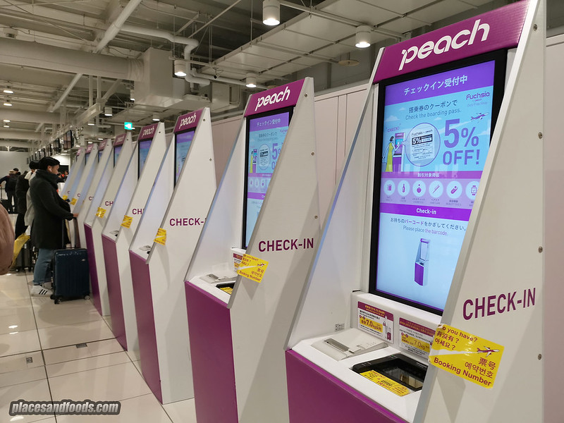 peach airlines japan cardboard kiosk