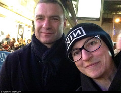 20170105_i07 Me appearing to be photobombing Liev Schreiber by the stage door of the Booth Theatre, where he was doing "Les liaisons dangereuses" | New York City