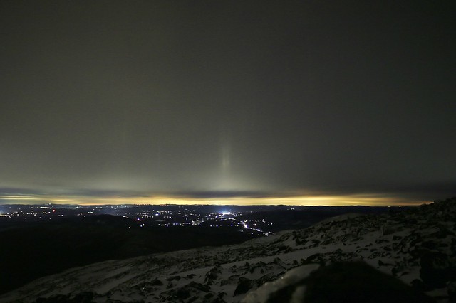 Light Pillars looking towards Lancaster