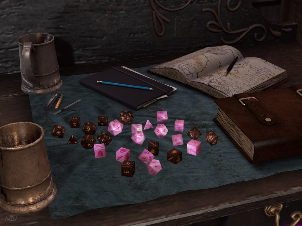 /studioDire/ Pink Marble and Ebony Wood Dice Sets