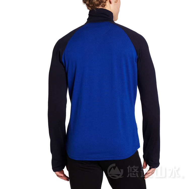 【Icebreaker 男 半開襟長袖上衣《寶藍》】IBF165/抗臭/羊毛衣/保暖/中層衣