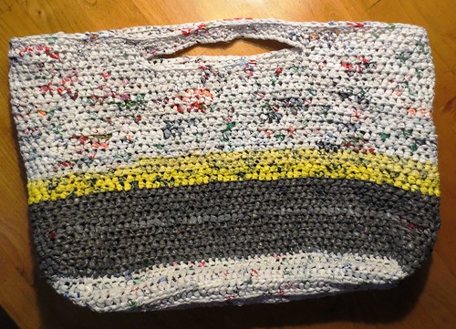 Plarn Crocheted Tote Bag for Recycling Paper