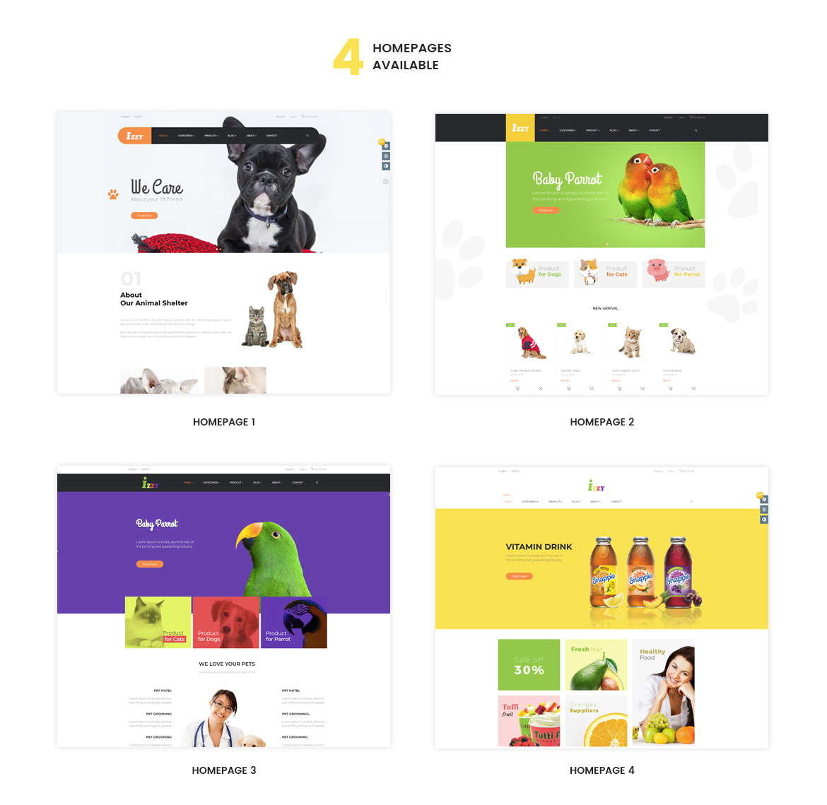 multi-hompage - Bos Izzy - Pet Shop and Veterinary Clinic