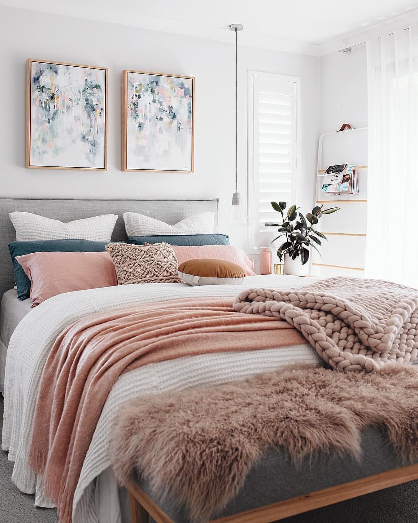 White Pink Feminine Bedroom Inspiration Cozy Beds