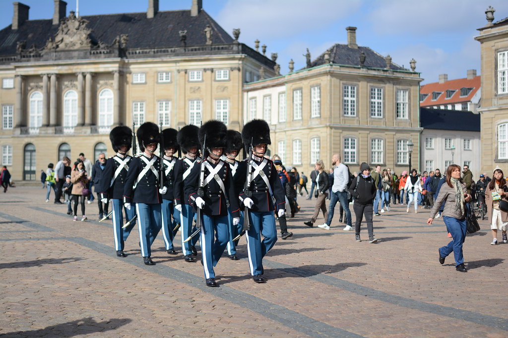 The changing of the guards at Amalienborg