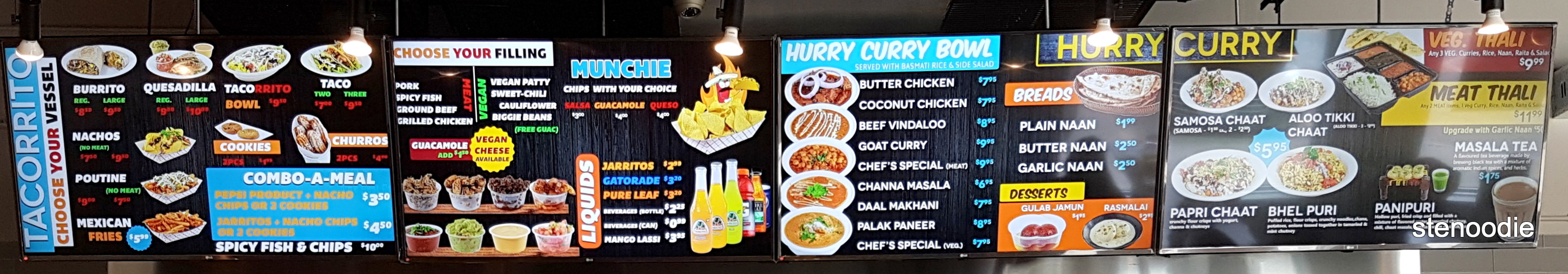 Hurry Curry and Tacorrito menu and prices