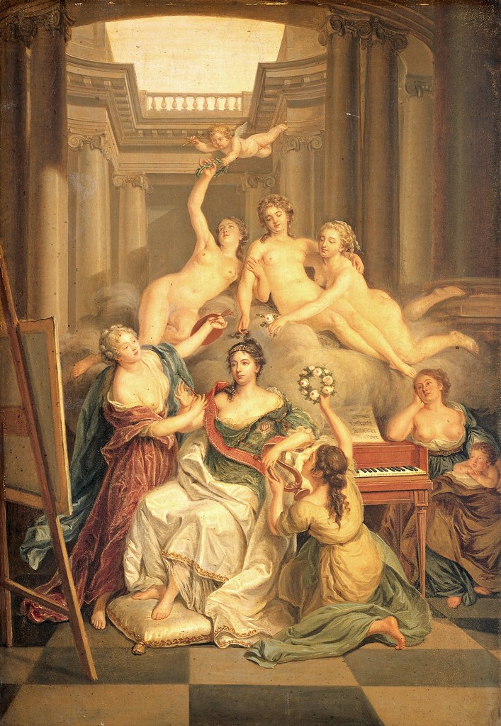 Samuel Bolomey - Frederika Sophia Wilhelmina van Pruisen (1751-1820). Echtgenote van Prins Willem V, in de tempel der kunsten