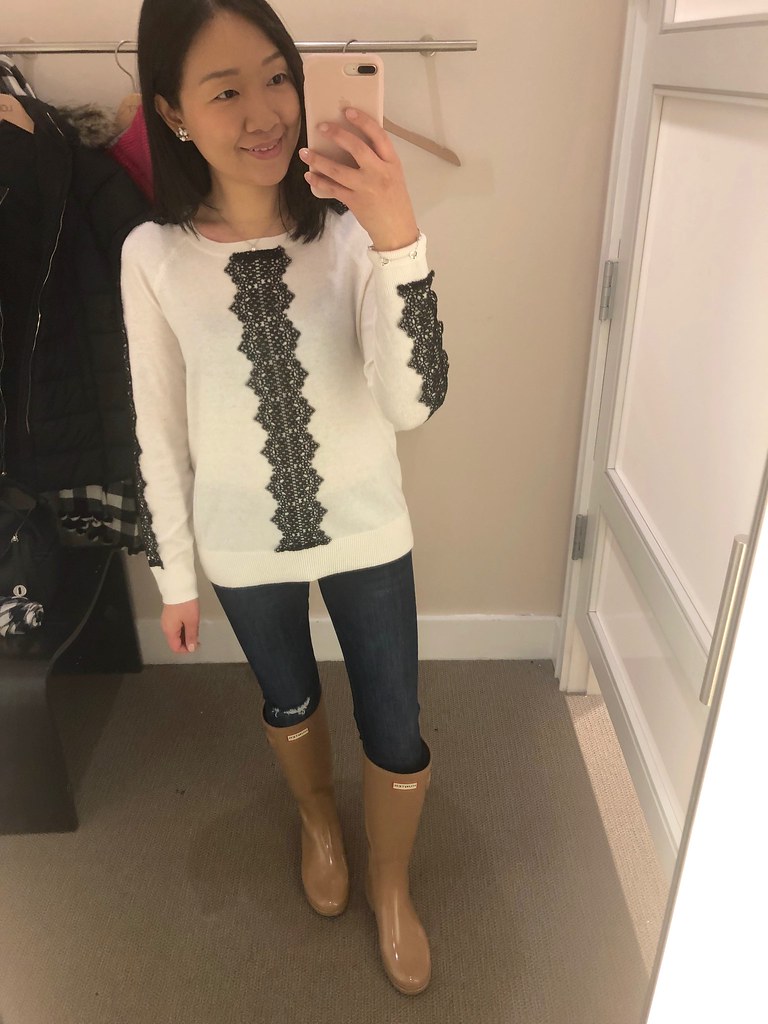 LOFT Lace Sleeve Sweater, size S regular